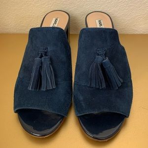 Navy blue suede heels